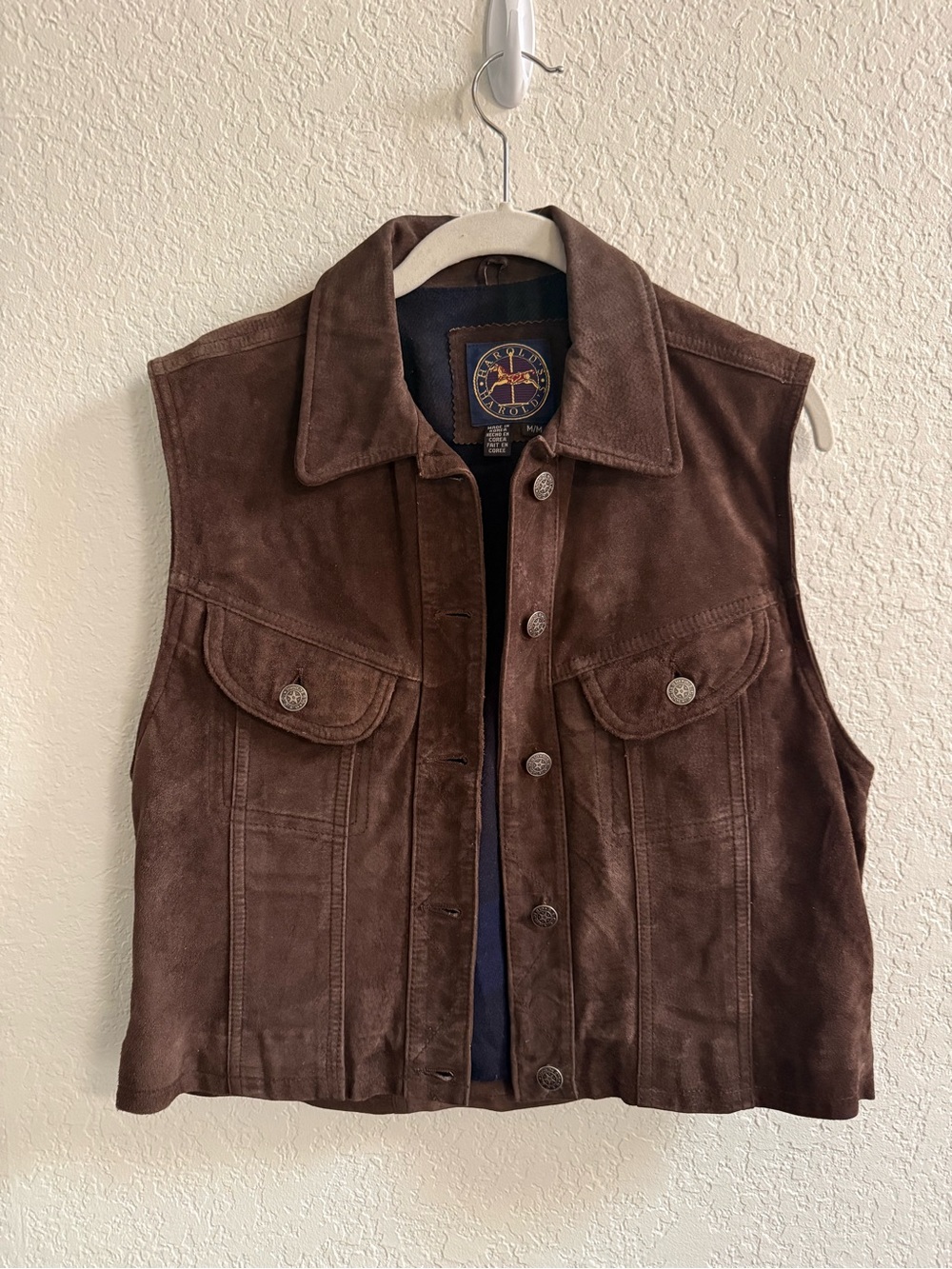 VINTAGE 1990s Harold's Brown Suede Button Vest
